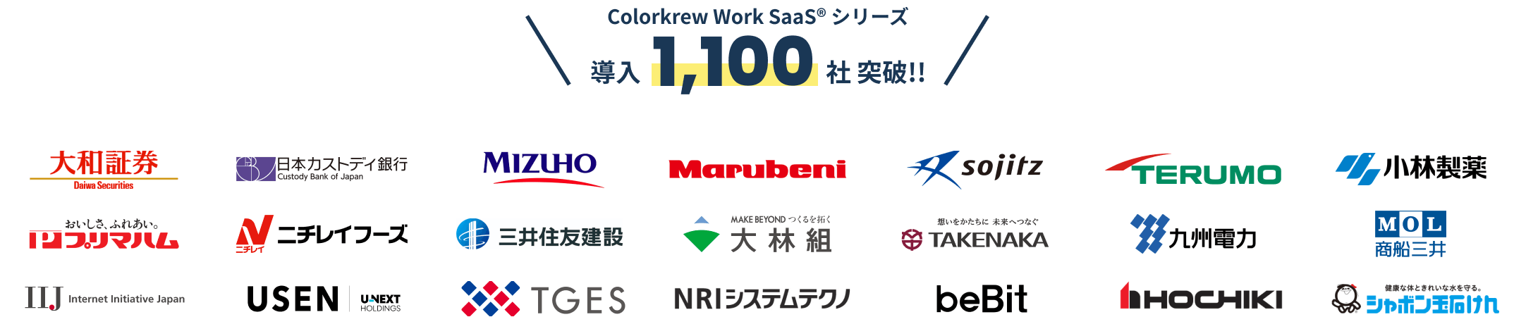 Colorkrew WorkSaaS®シリーズ導入 1,100社突破!!