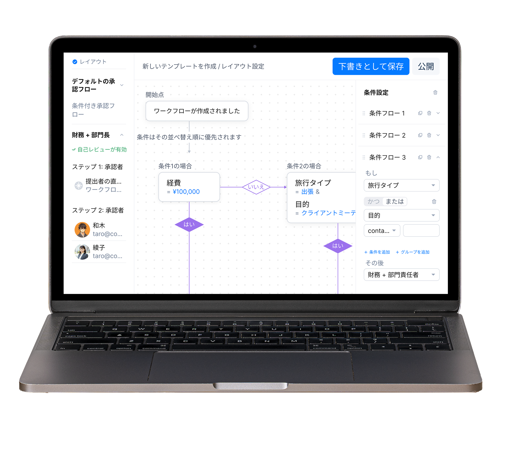 ワークフロー設定画面